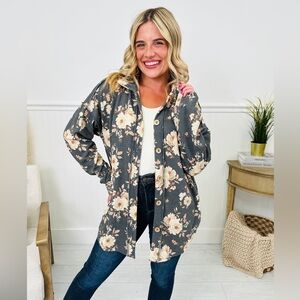 Floral Ribbed Shacket Size Large